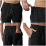 YAOBAOLE Shorts et Bermuda Homme 3/4 Long Pantacourt Court Homme Eté Coton Lin Short Taille Elastique