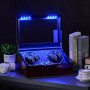 BEWISHOME Remontoir de Montre Automatique, Rotate Remontoir à Montres avec lumière LED, 4 Remontoirs avec Moteur Silencieux et 6