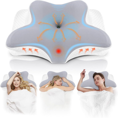 NVKHG Oreiller Ergonomique Mousse à Mémoire de Forme, Oreiller Ergonomique Cervical pour Les Dormeurs sur Le Côté, Le Dos et Le