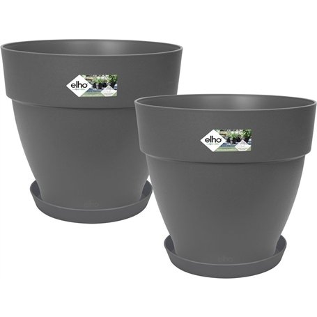 ELHO Lot de 2 pots de fleur rond avec soucoupes Vibia Campana + Loft - Ø29