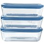 Lot de 3 Boîtes de conservation avec couvercle - PYREX - Zero Plastic - Verre - Rectangulaire - 1