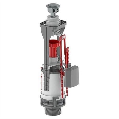 Kit mécanisme de chasse d'eau a bouton poussoir - ROUSSEAU - Certifié NF - Réglable - Compatible double débit - Finition chromée