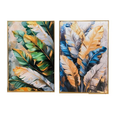 Cadre Home ESPRIT Jaune Bleu Blanc Vert Doré Tropical 80 x 3