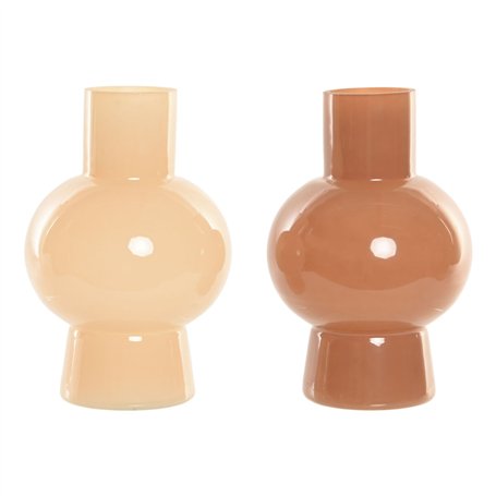 Vase Home ESPRIT Crème Terre cuite Verre 15 x 15 x 24 cm (2 Unités)