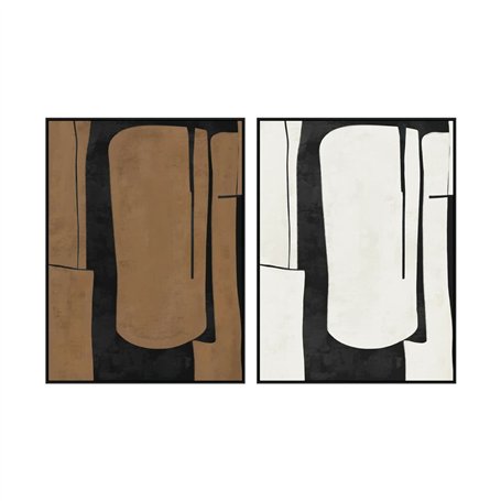 Cadre Home ESPRIT Marron Noir Abstrait Urbaine 90 x 4 x 120 cm (2 Unités)