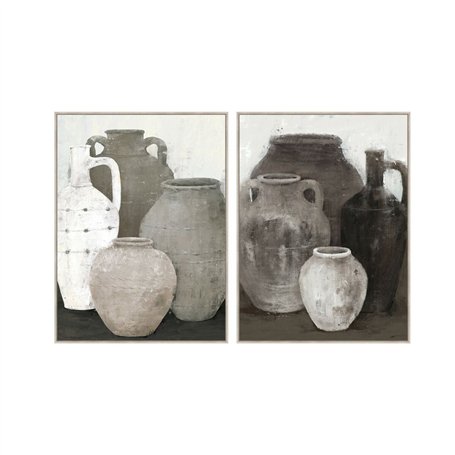 Cadre Home ESPRIT Noir Gris Oriental Vase 90 x 4 x 120 cm (2 Unités)