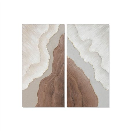 Cadre Home ESPRIT Blanc Marron Abstrait Scandinave 50 x 3 x 100 cm (2 Unités)