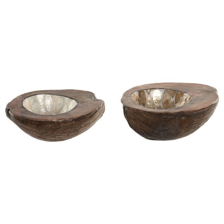 Vide-poches Home ESPRIT Blanc Beige 22 x 18 x 8 cm (2 Unités)