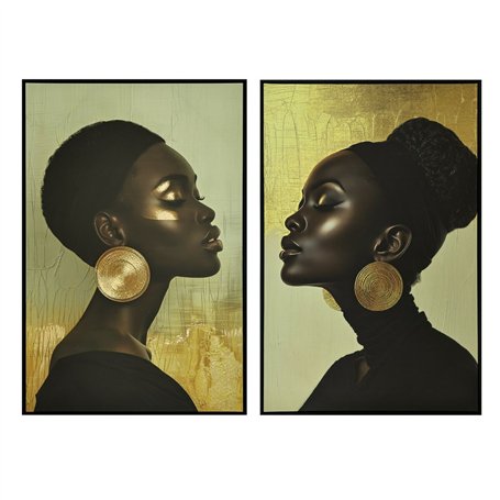 Cadre Home ESPRIT Noir Doré 83 x 4 x 123 cm (2 Unités)