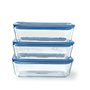 Ensemble de Boîtes à Lunch Pyrex Bleu Transparent 2,6 L 3 Pièces