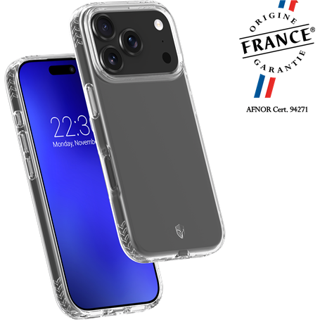 Coque renforcée iPhone 17 Pro Max PULSE Origine France Garantie 3m Transparente + Garantie à vie - Origine France Garantie Force