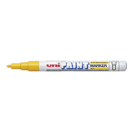 Uniball Uni Paint PX21/J Marqueur peinture à huile Pointe fine ogive Encre à pigmentation Jaune Lot de 12