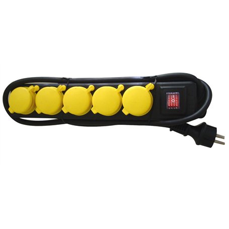 uniTEC 47555 Barre multiprise 5 prises Norme IP 44 / H07RN-F3G1 Coupe 5 mm² Noir/jaune 1