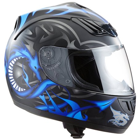 protectWEAR - Casque de moto Dragon bleu design H 510-11 - L