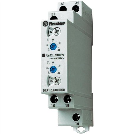 Relais temporisé 80.91.0.240.0000 Finder multifonction 1 pc(s) Plage temporelle: 0.1 s - 20 h 1 inverseur (RT)