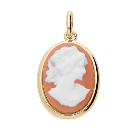1001 Bijoux Pendentif plaqué or ovale grand modèle Camée résine rose