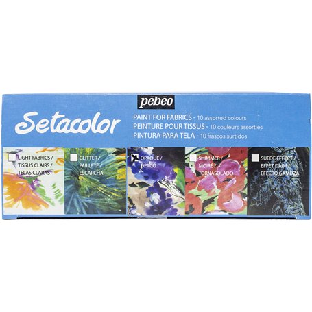 PEBEO 22603 Peinture Textile Sétacol Opaque Couvrante Lot de 10 45ml Assorties