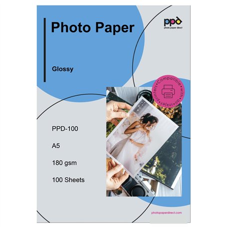 PPD 100 Feuilles x A5 Papier Photo Brillant