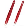 Rubis Pince à Épiler Professionnelle Set - Pincettes en Acier Inoxydable pour l'épilation des Sourcils - Slant / Pointue