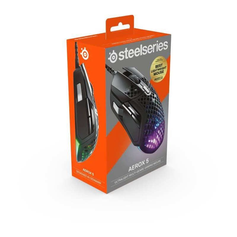 Image secondaire de Souris SteelSeries Aerox 5 Noir Jeux Lumières LED Avec câble