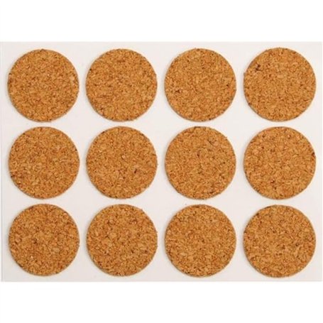 VOREL 74804 Lot de 12 patins adhésifs en liège Ø 28 mm