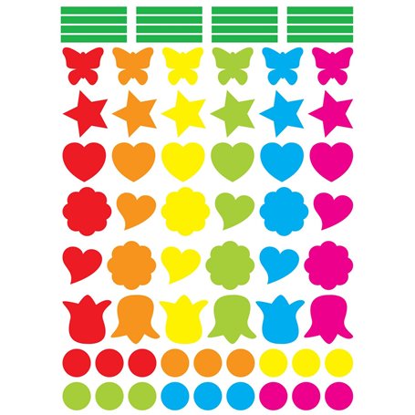 Gommettes MegaCrea DIY - Formes et Couleurs Assorties - 140 pièces - Autocollant - Enfant - Arc-en-ciel - Multicolore - Scrapboo