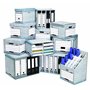 Container à archives Bankers Box System Flip Top Maxi, assemblage auto Fastfold, coloris blanc/bleu - Lot de 10