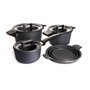 Woll 101CPI 120 CP / 124 CP /918 CP/SI 24 Ensemble de 4 Plats de Cuisson en Fonte pour Feux à Induction + Couvercle Assorti et M
