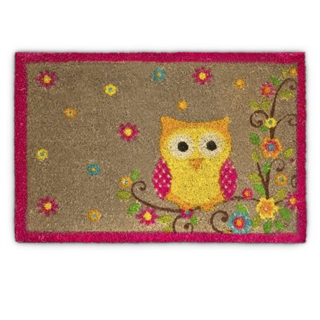 Relaxdays Paillasson Fibres de Coco Tapis Hibou 60 x 40 cm antidérapant Caoutchouc PVC