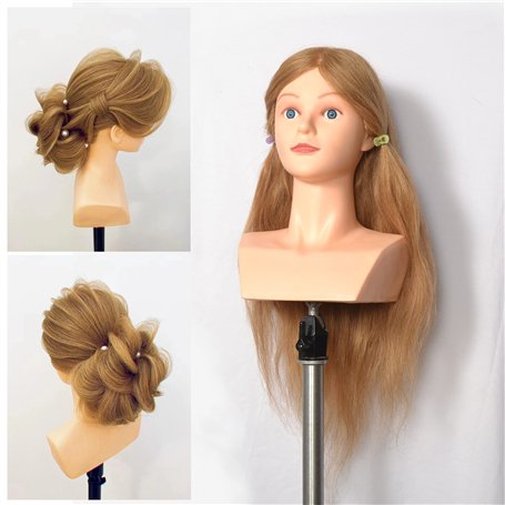 yiliusu Tête à coiffer 100 % cheveux naturels 56 cm