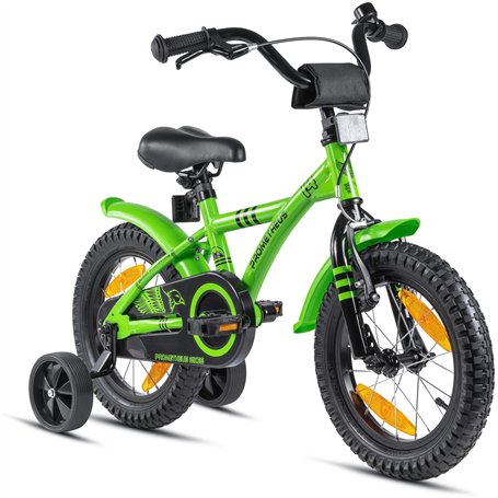 PROMETHEUS BICYCLES Velo Enfant 4 Ans Garcon vélo Fille 14 Pouces a Roulette pour 3 a 5 Ans - BMX en Vert