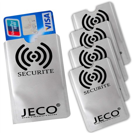 JeCo - Lot de 5 Protections Carte Anti-RFID/PAIEMENT sans Contact étui Carte Bleue