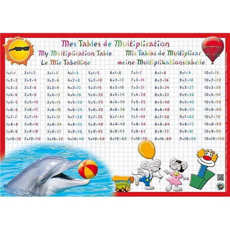 Sous-Main Educatif Plastifié - Tables de multiplication - 30x42cm