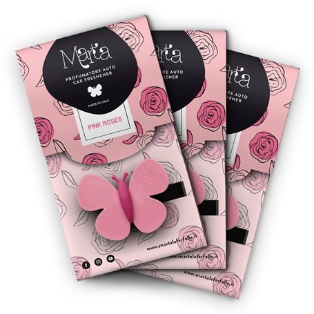 FRA-BER 76392 MARTA LA FARFALLA Lot de 3 désodorisants pour voiture et air ambiant Rose