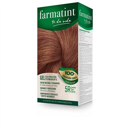 Farmatint 5R Castaño Claro Cobrizo. Tinte permanente. Cabello natural y color duradero. Sin amoníaco ni parabenes ni parafinas n