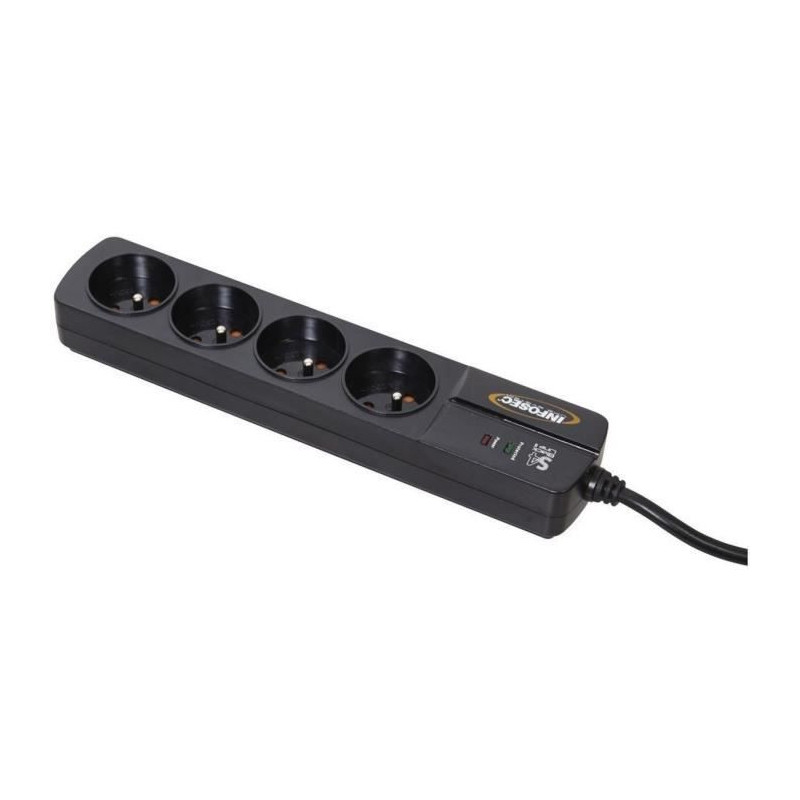 Image secondaire de Rallonge 4 prises Schuko avec interrupteur Infosec S4 Black Line II Noir