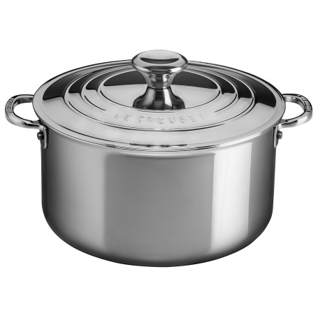 Le Creuset Signature Cocotte Profonde en Acier Inoxydable avec Couvercle
