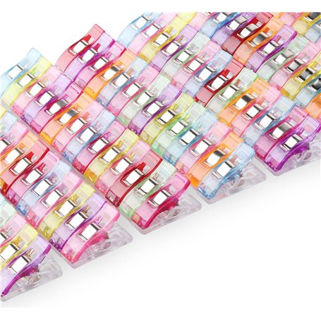 ilauke 100PCS Clips Pinces DIY 2.7 * 1.0 * 1.5cm Couture en Plastique pour Reliure Patchwork Crochet Tricot Artisanat Couleurs A