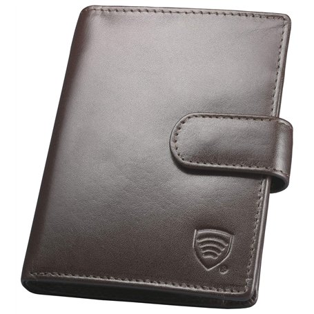 Portefeuille cuir marron compartiments rabattables