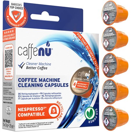 Lot de 5 Capsules de Nettoyage Caffe Nu pour Machine à café Nespresso
