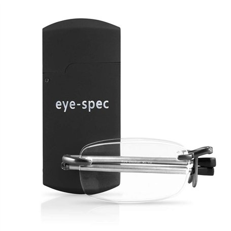 eye-spec Lunettes de lecture pliables compactes et élégantes sans monture avec étui de poche noir | Design pliable portable faci