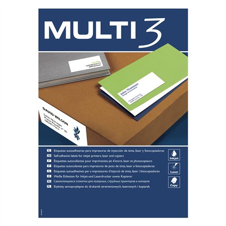 MULTI 3 10500 Lot de 100 feuilles d'étiquettes adhésives pour impression