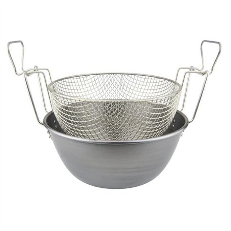 Friteuse en fer brossé avec panier 36