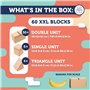 GIGI BLOKS Taille XXL 60 Briques Geantes en Carton Empilables & Emboîtables | Gros Bloc de Construction Enfant Robustes, Faciles
