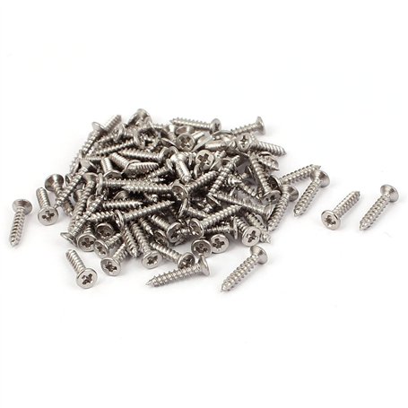 sourcing map M1.8 X 10 mm cruciforme à tête plate Vis autotaraudeuse ton argent 100 pcs