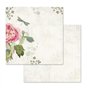 Stamperia Bloc Papier Scrap double Face 10 feuilles 30,5x30,5 (12"x12") - Lettres et fleurs rose, vert. SBBL22