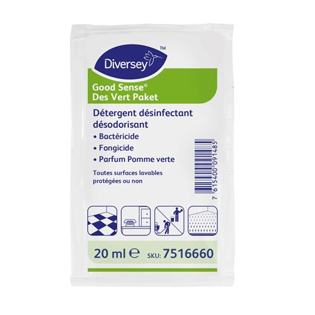 Good Sense Des Vert Paket - Détergent désinfectant désodorisant concentré professionnel - 250 dosettes de 0