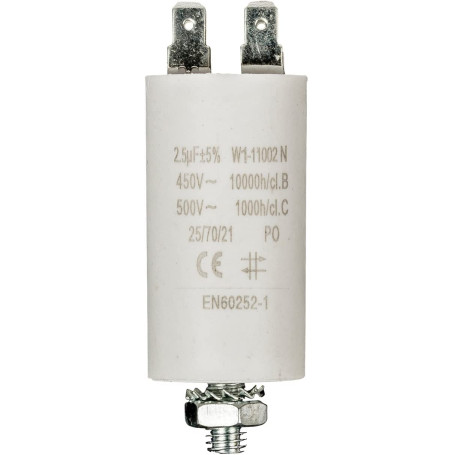 CONDENSATEUR POUR MOTEUR ELECTRIQUE 2.5 µF uF +/-5% 450V A COSSES NORME EN60252-1