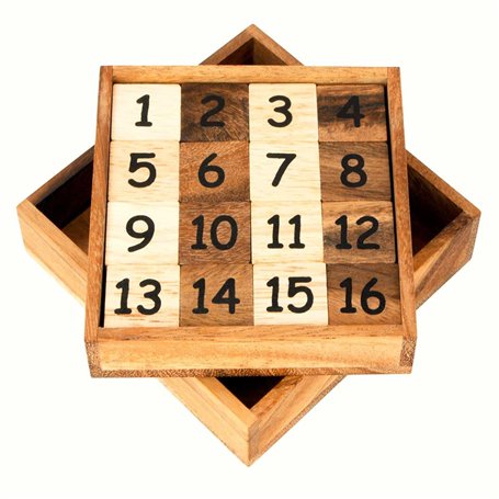 Logica Jeux Art. Taquin - Casse-Tête Mathématique en Bois Précieux - 2 Jeux en 1 - Difficulté: 2/6 Moyen+4/6 Extreme - Version d