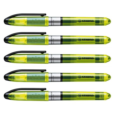 STABILO Lot de 5 Surligneurs NAVIGATOR de poche Pte Biseautée Jaune